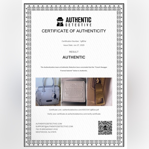 Coach NWT Swagger frame Satchel Bag w/ COA - Picture 10 of 10